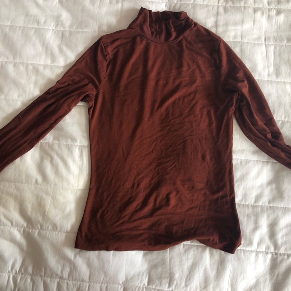 Mango Rust Dark Orange Red Mock neck Turtleneck Long sleeve - Picture 4 of 5